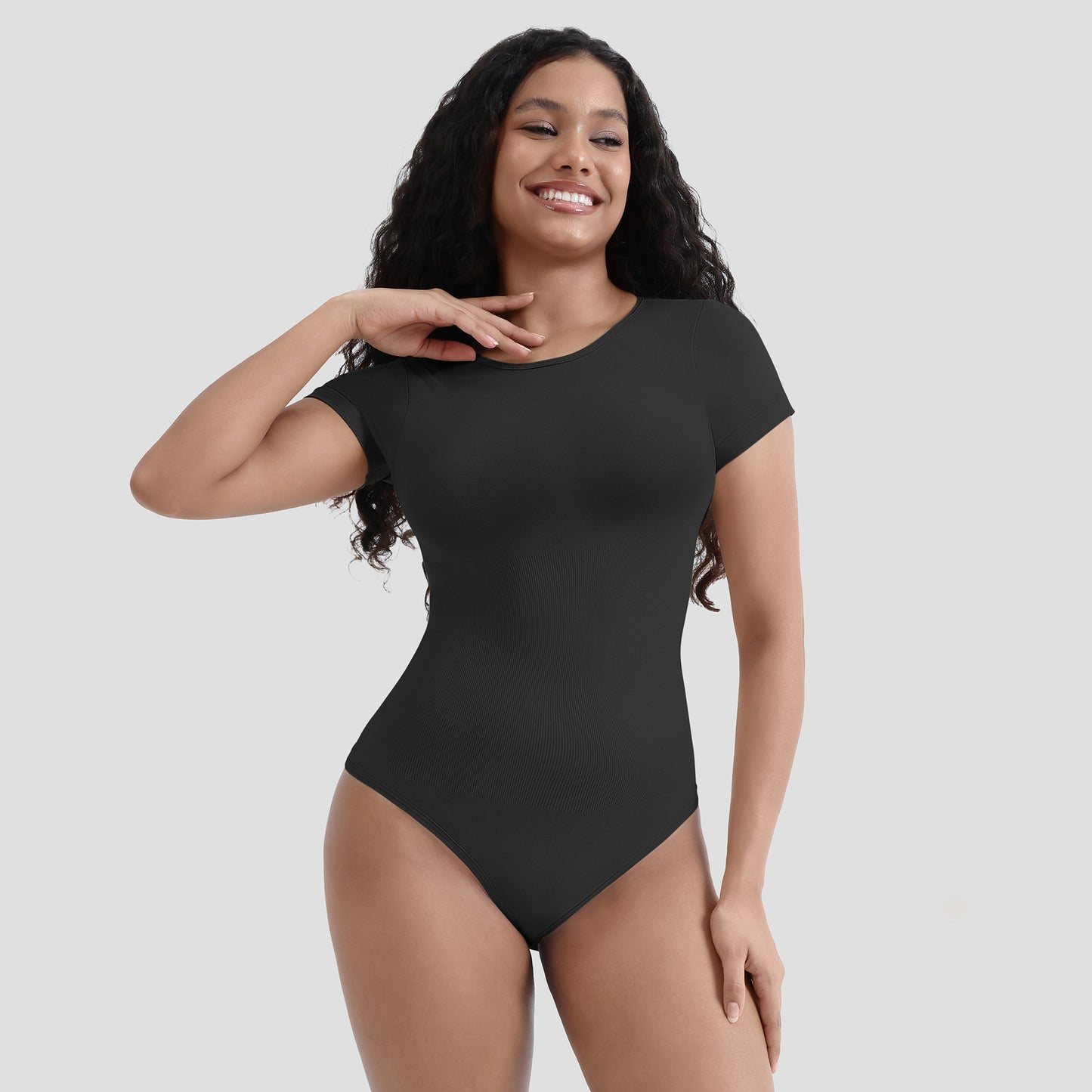 Body Compression Chest Shaper Seamless Solid Color Short Sleeve Jumpsuit