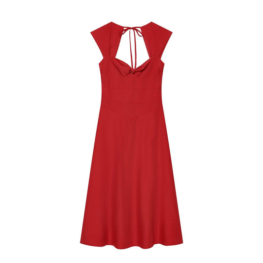 Square neck sleeveless neckline twisted backless dress