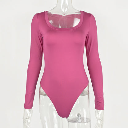 Slim fit U-neck long sleeved jumpsuit