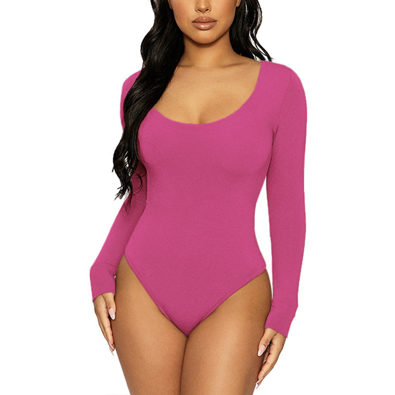 Slim fit U-neck long sleeved jumpsuit