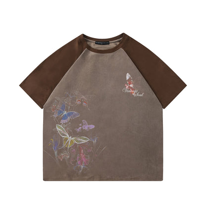 Ink butterfly print short sleeved shirt