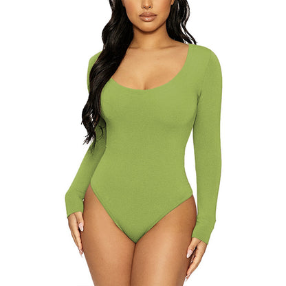 Slim fit U-neck long sleeved jumpsuit