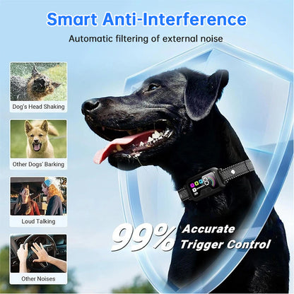 Smart Dog Bark Control Collar w/ Color Screen, Multi Stop Modes, 8-Level Sensitivity, IP67 Waterproof