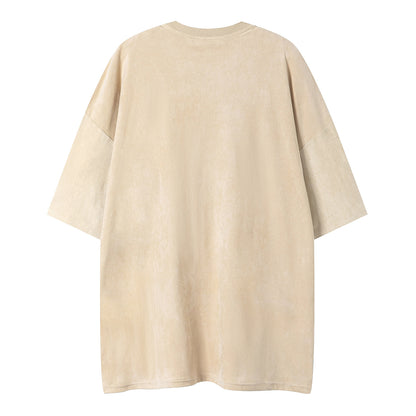 Graffiti teddy bear printed short sleeved shirt