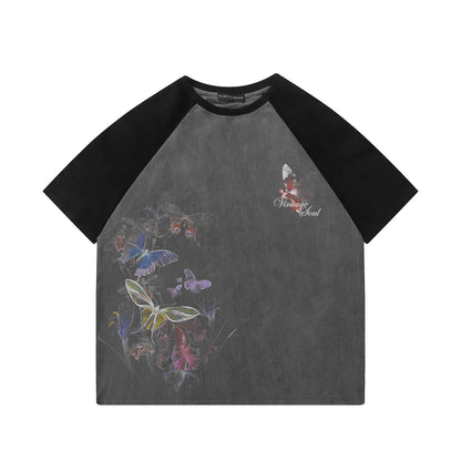 Ink butterfly print short sleeved shirt