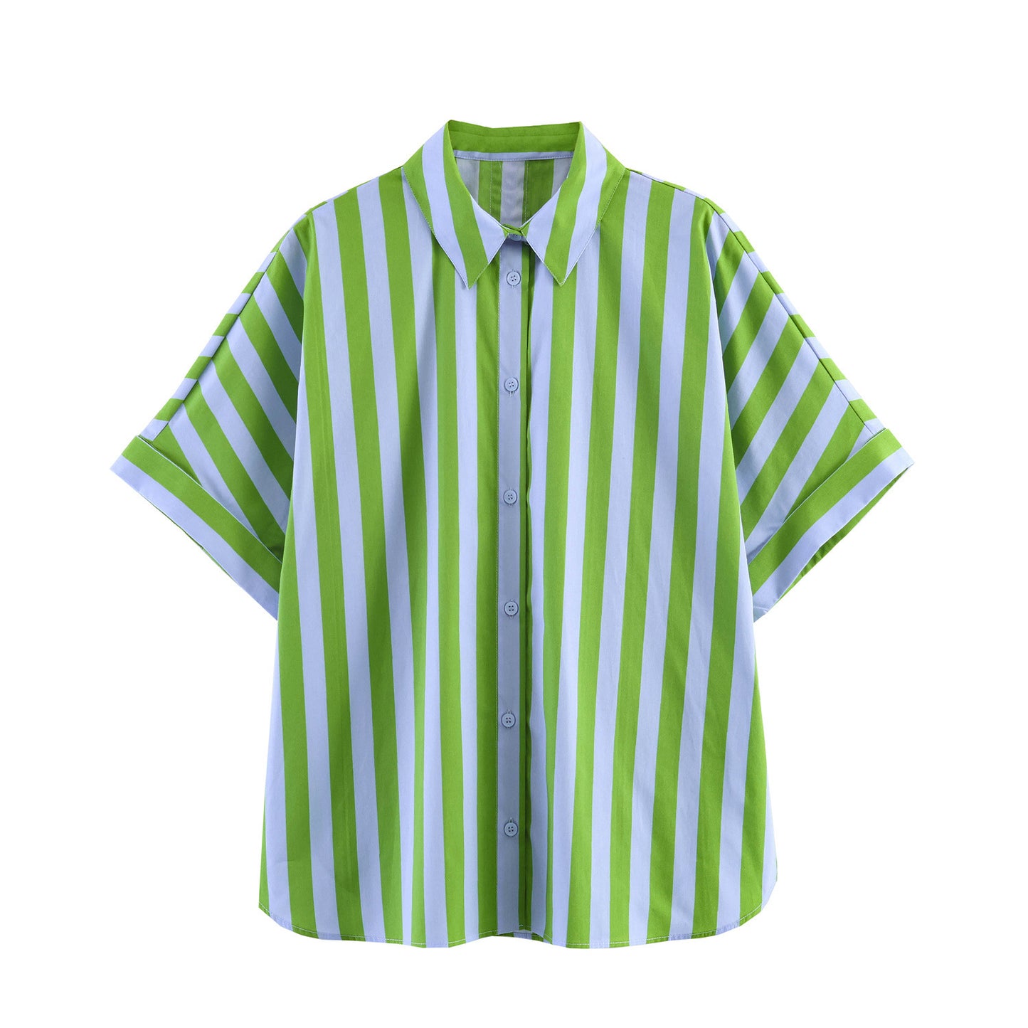 Striped women's casual top+shorts set