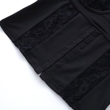 Slim Fit Hollow-out Lace Camisole with Snap Buttons