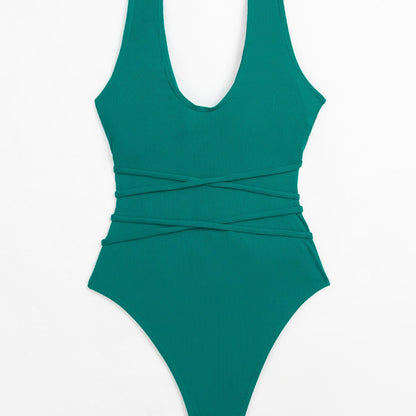 Solid Color Slimming Sexy One-Piece Swimsuit Bikini