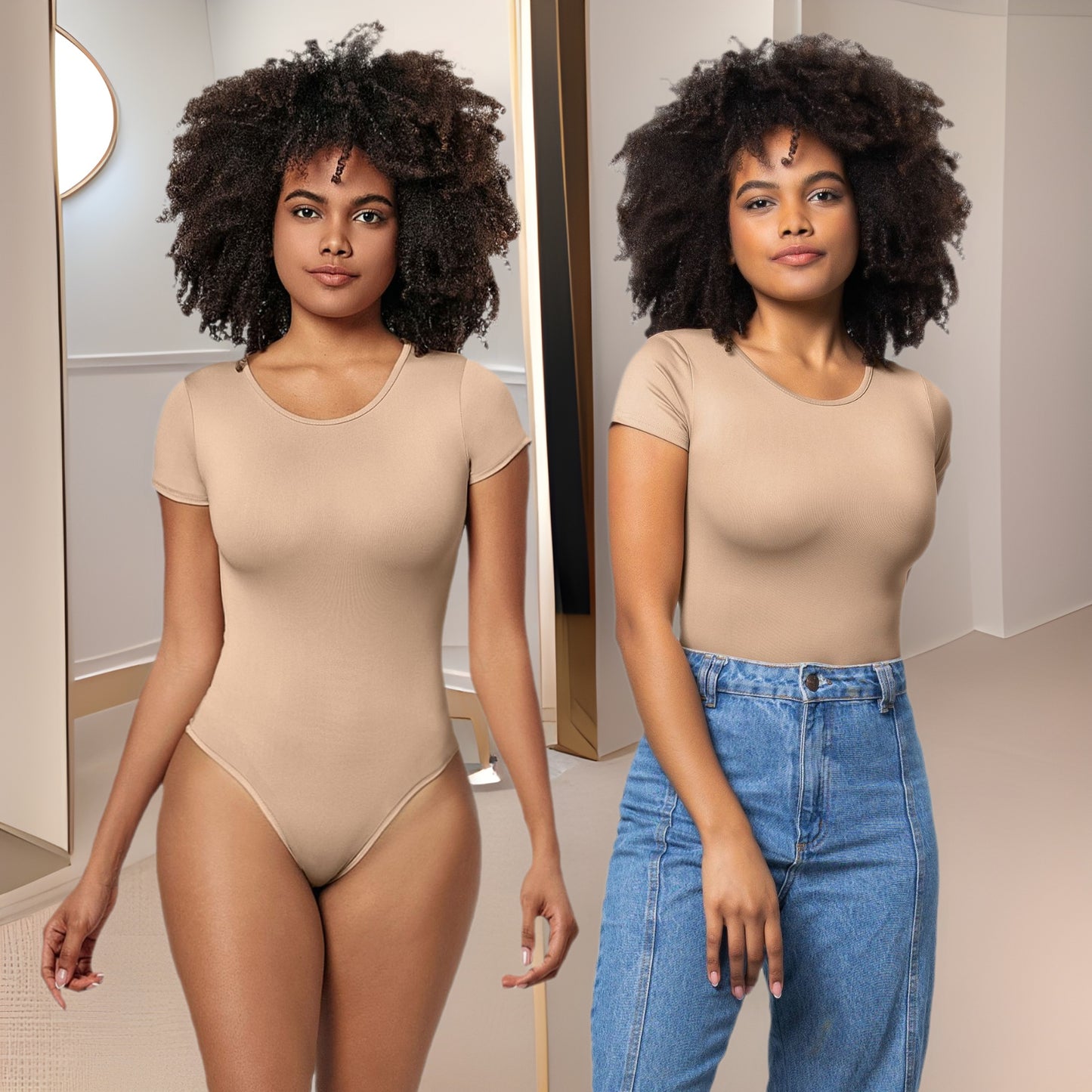 Short Sleeve T-Shirt Tight-Fit Bodysuit Solid Color Women's Sexy Bodysuit