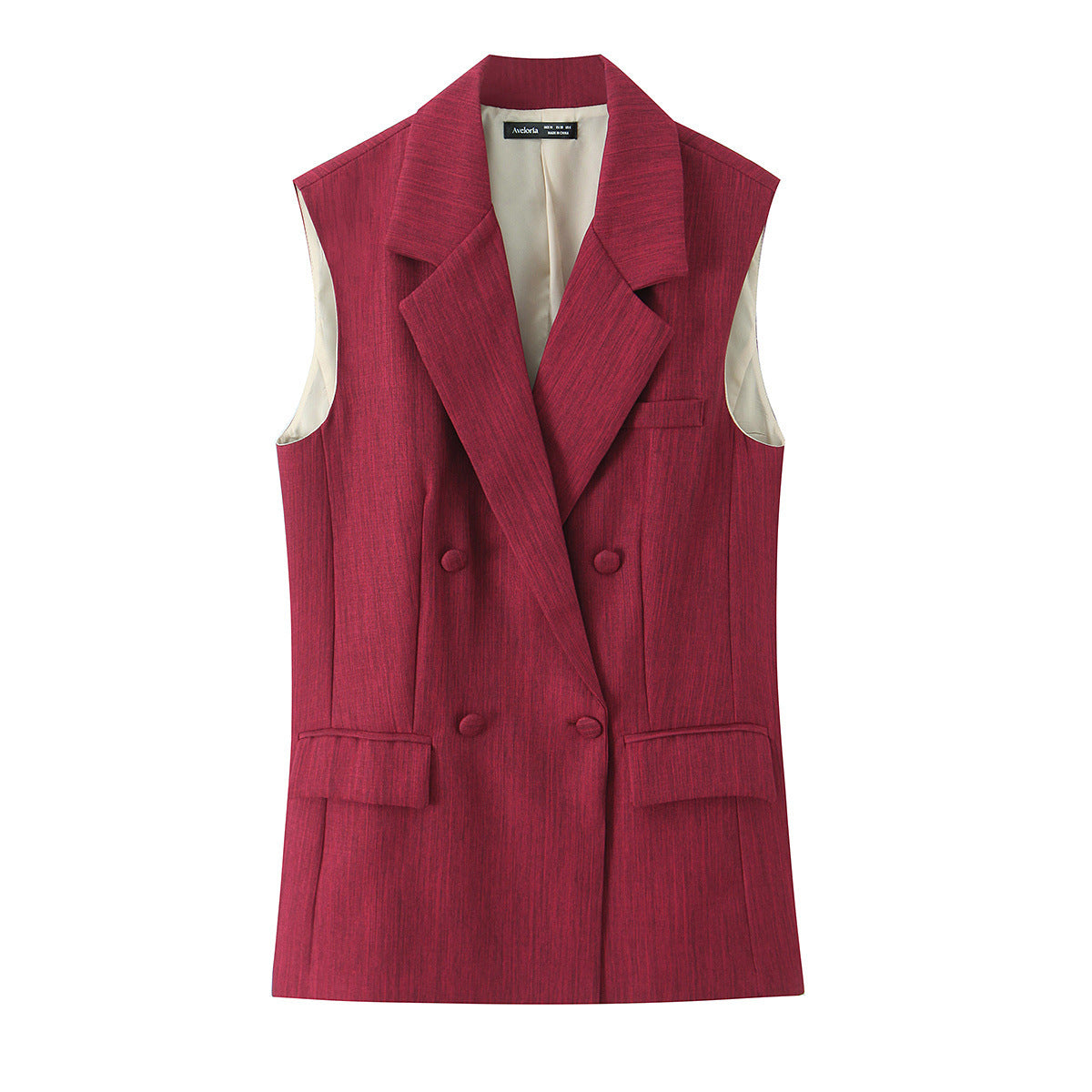 Elegant imitation linen two tone vest pants set