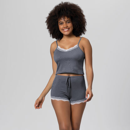 Pajamas Set Lightweight Lace Trim Camisole and Sleep Pants Loungewear Ensemble