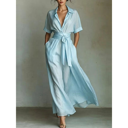 Solid color waist slimming dress