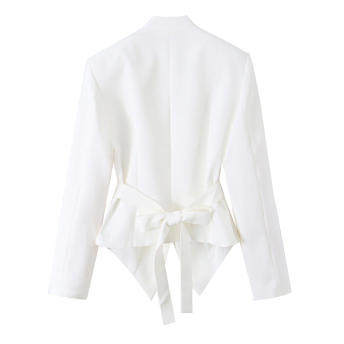 Single breasted chest pleated long sleeved suit jacket without buttons