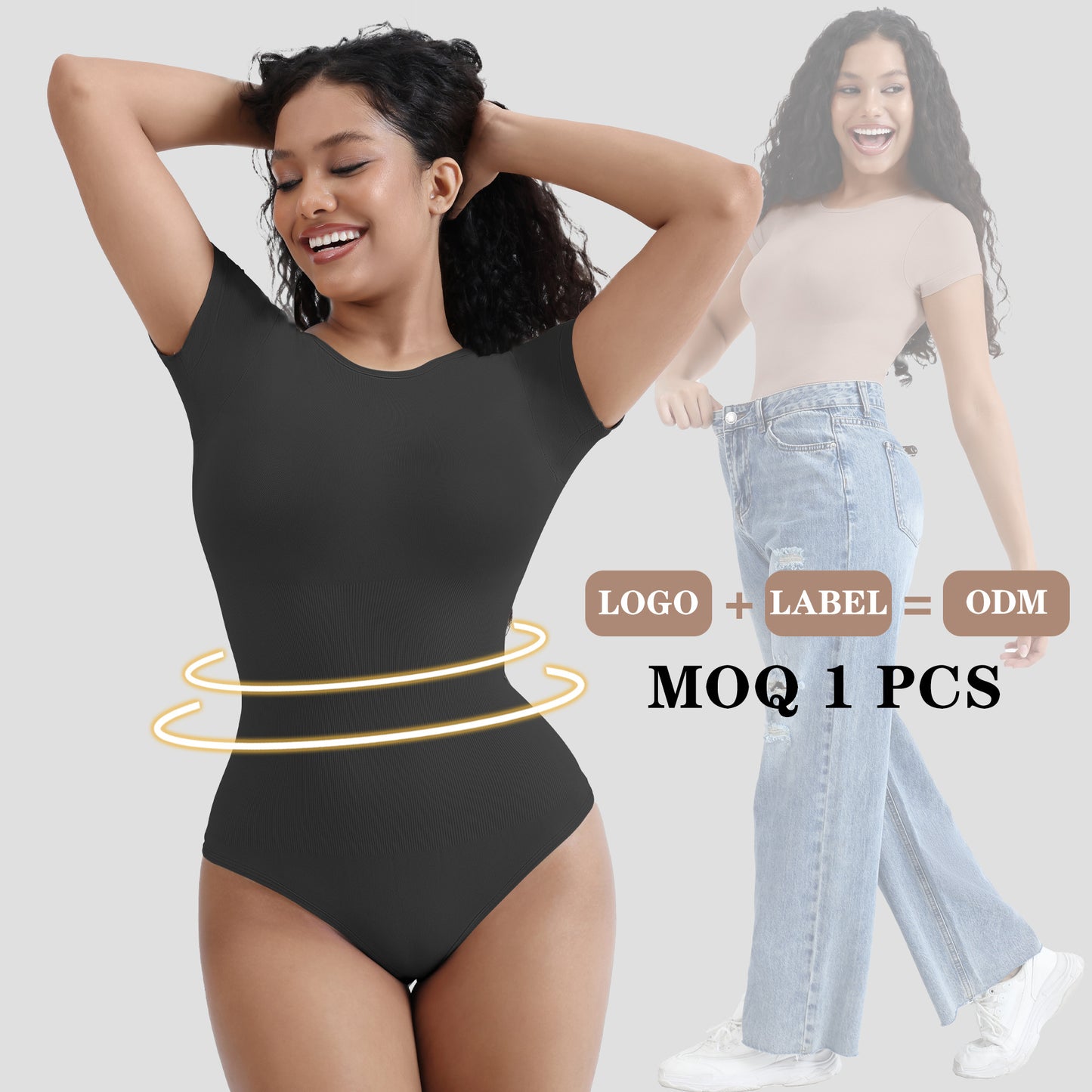 Body Compression Chest Shaper Seamless Solid Color Short Sleeve Jumpsuit