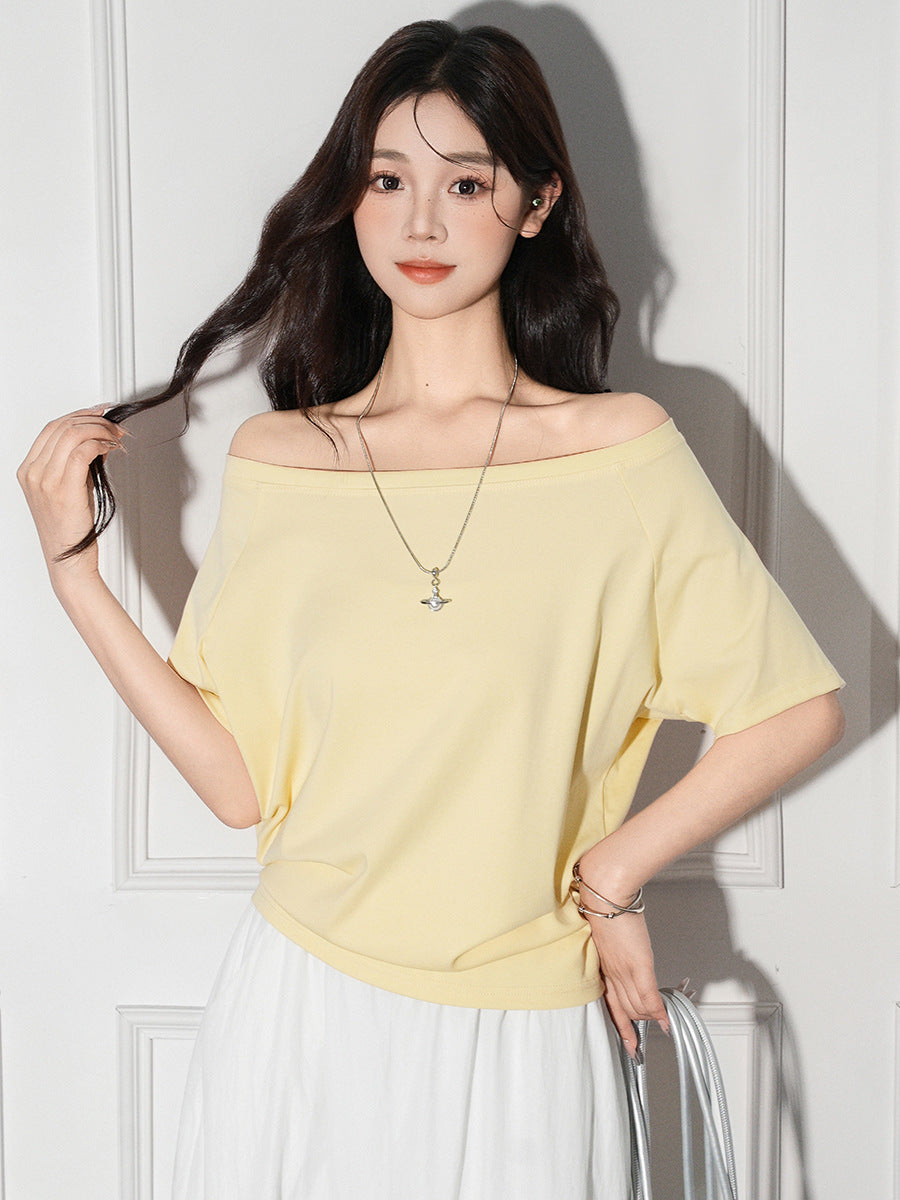 One-Shoulder Slash Neck Sleeveless T-Shirt for Women, Loose Casual Top
