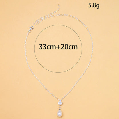 Pearl zircon collarbone chain