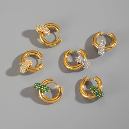 18K gold stainless steel full diamond detachable earring accessory