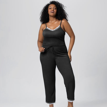Pajamas Set Lightweight Lace Trim Camisole and Sleep Pants Loungewear Ensemble