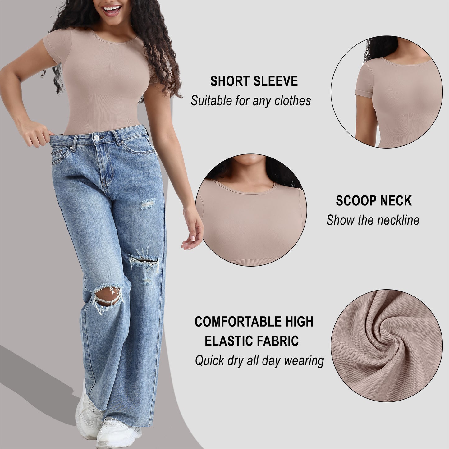 Body Compression Chest Shaper Seamless Solid Color Short Sleeve Jumpsuit