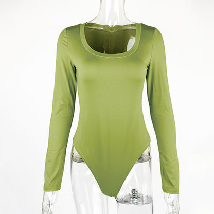Slim fit U-neck long sleeved jumpsuit