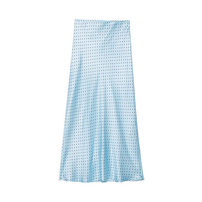 Dotted silk texture MIDI skirt