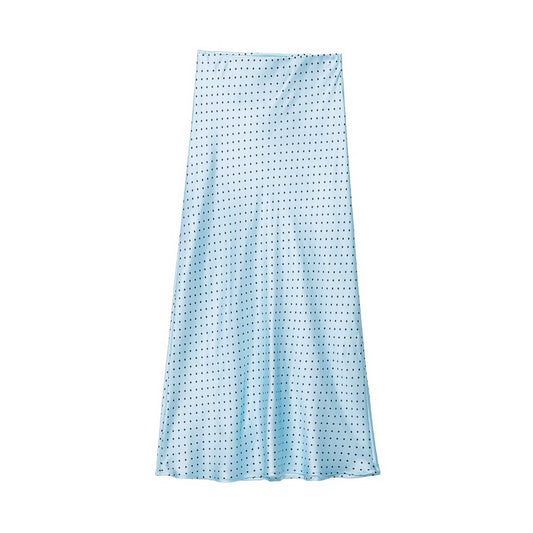 Dotted silk texture MIDI skirt