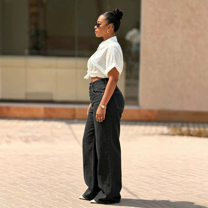 NewTopstitching Multi-button Fly Front Denim Pants