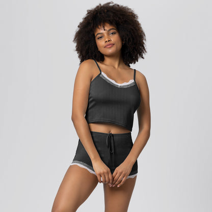Pajamas Set Lightweight Lace Trim Camisole and Sleep Pants Loungewear Ensemble