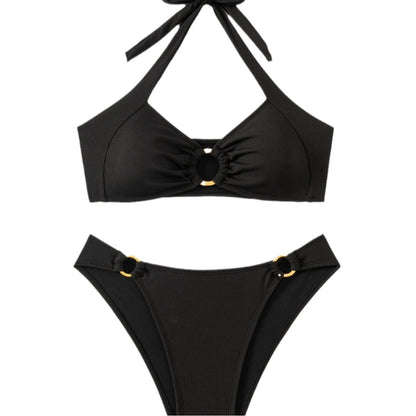 Custom Cross-border Bikini Sexy Halter Tie Low Waist Triangle Pants Separated Swimsuit Set