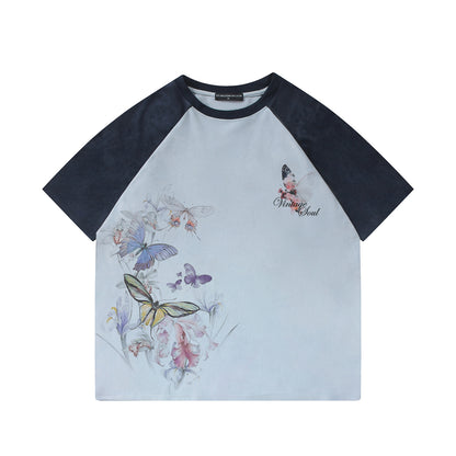 Ink butterfly print short sleeved shirt
