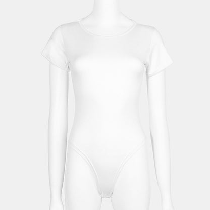 Short Sleeve T-Shirt Tight-Fit Bodysuit Solid Color Women's Sexy Bodysuit