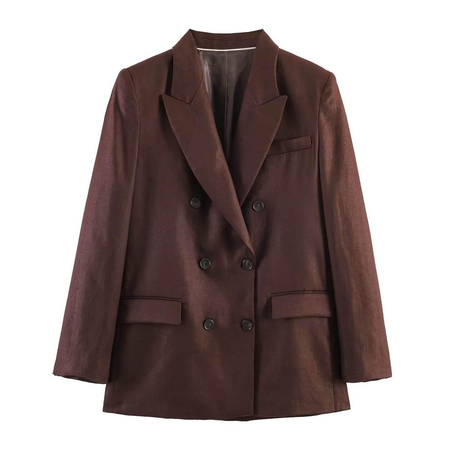 Double breasted suit jacket+straight leg pants set