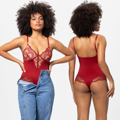 Lace Splicing Sexy Strap Bodysuit for Women Plus Size