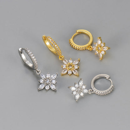 Diamond studded octagonal star ear clasp