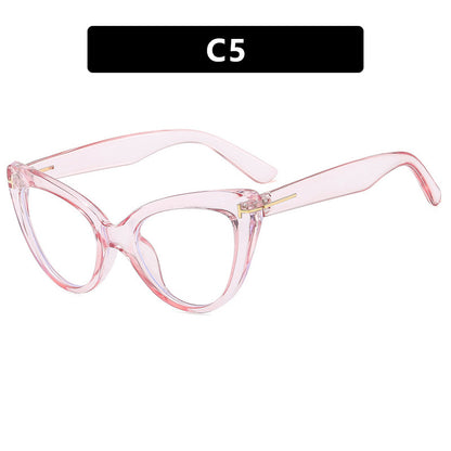 Letter T Triangle Cat Eye Flat Mirror New Frame Anti Blue Light Ins Fashion Frame Glasses Trend