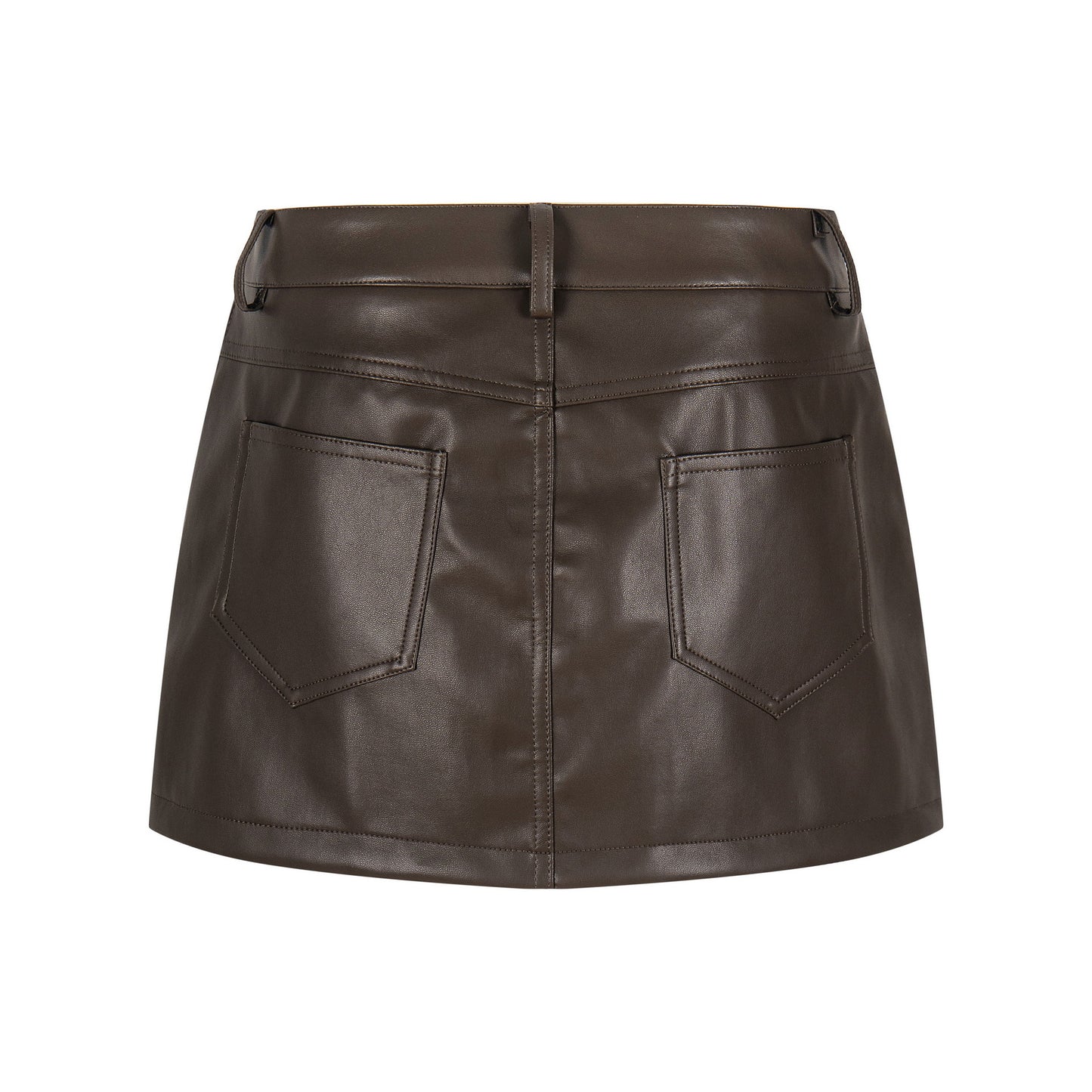 Faux Leather Mini Skirt High Waist Slimming Anti-Flash Streetwear