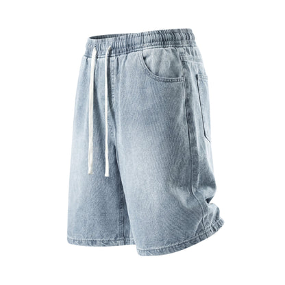 Ice Silk Denim Shorts Men's Five-Quarter Pants
