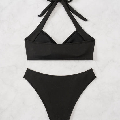 Custom Cross-border Bikini Sexy Halter Tie Low Waist Triangle Pants Separated Swimsuit Set