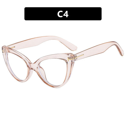 Letter T Triangle Cat Eye Flat Mirror New Frame Anti Blue Light Ins Fashion Frame Glasses Trend