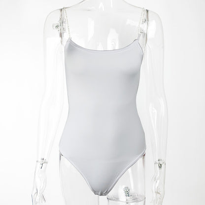 Slim fit top sexy low cut camisole jumpsuit