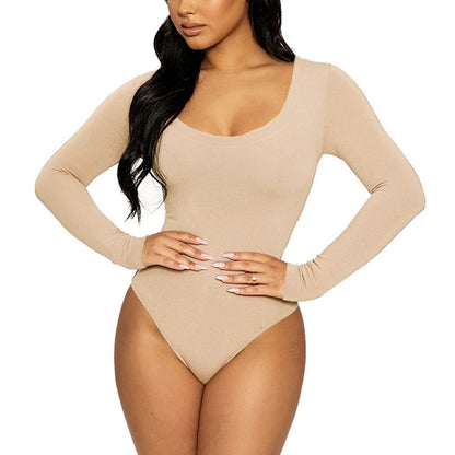 Slim fit U-neck long sleeved jumpsuit