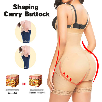 Adjustable seamless high waisted beauty pants with zipper waist cinching body shaping and gathering jumpsuit