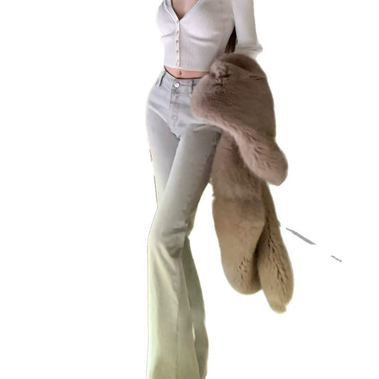 Flared Jeans Women's High-Waisted Slim Fit Comfortable Pants