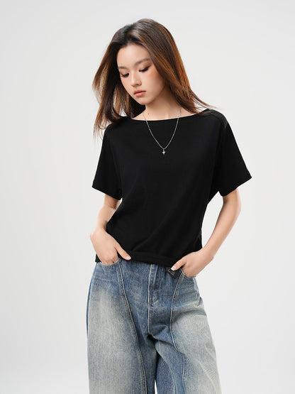 One-Shoulder Slash Neck Sleeveless T-Shirt for Women, Loose Casual Top