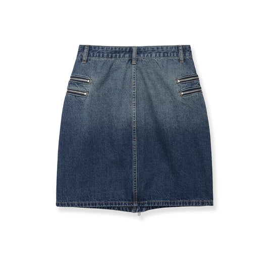 Mid waist casual denim Midi skirt