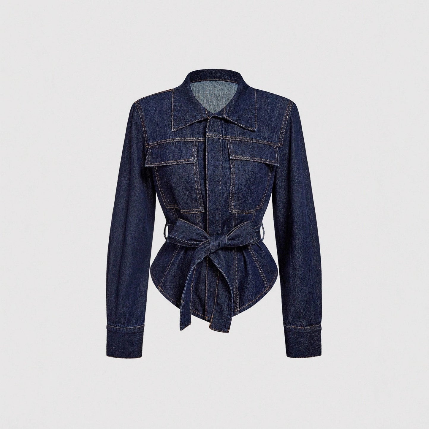 Long sleeved lapel tie top