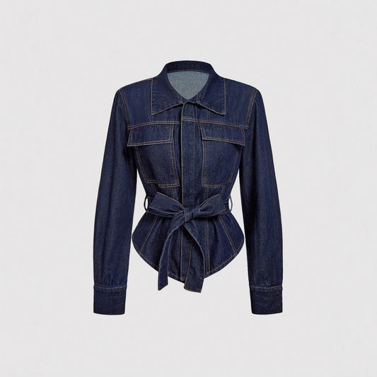 Long sleeved lapel tie top