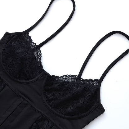 Slim Fit Hollow-out Lace Camisole with Snap Buttons