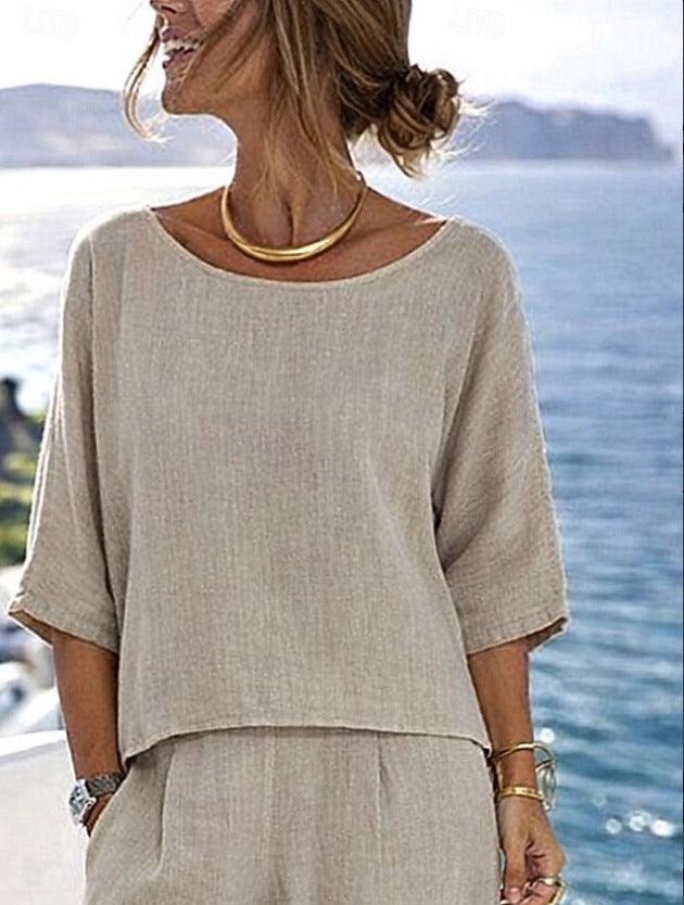 Elegant vacation daily short sleeved pants beach vacation set