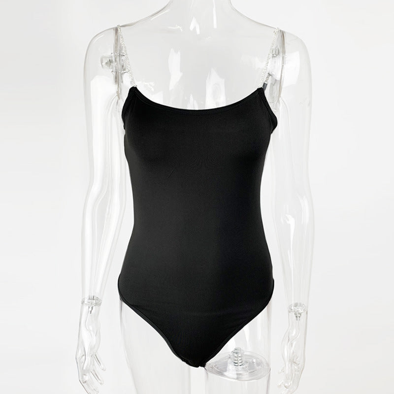 Slim fit top sexy low cut camisole jumpsuit